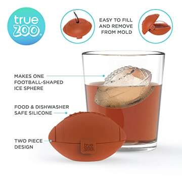 Football Ice Mold Dishwasher Safe Novelty Silicone 2 Inch Ice Sphere Maker for Sports Fans, Set of 1