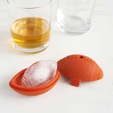 Football Ice Mold Dishwasher Safe Novelty Silicone 2 Inch Ice Sphere Maker for Sports Fans, Set of 1