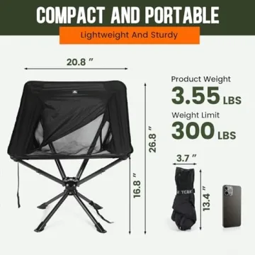 TCEK Compact Swivel Chair for Outdoor Adventures
