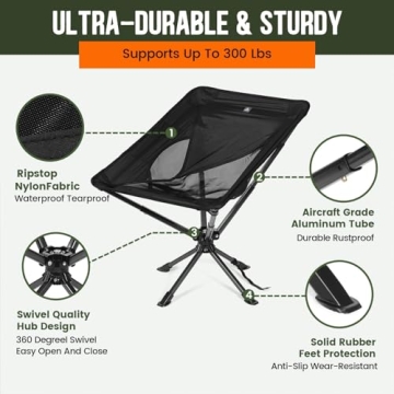 TCEK Compact Swivel Chair for Outdoor Adventures