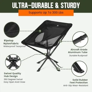 TCEK Compact Swivel Chair for Outdoor Adventures