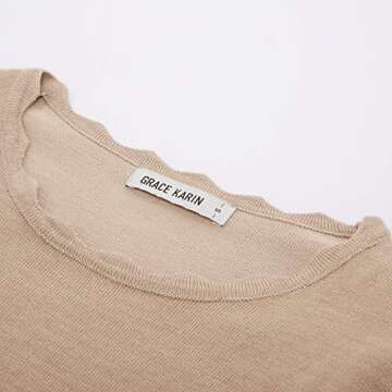 GRACE KARIN Women's High Stretchy Long Sleeve Pullover Sweater Blouse Top