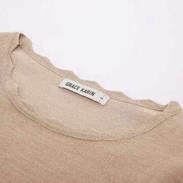 GRACE KARIN Women's High Stretchy Long Sleeve Pullover Sweater Blouse Top