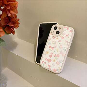 Ownest Compatible with iPhone 12 Case with Cute Flowers Floral Pattern for Women Girls Soft Silicone Love Lens Protection Case for iPhone 12 [Not Fit iPhone 12 Pro]-White