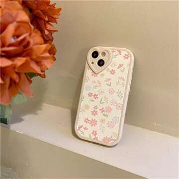 Ownest Compatible with iPhone 12 Case with Cute Flowers Floral Pattern for Women Girls Soft Silicone Love Lens Protection Case for iPhone 12 [Not Fit iPhone 12 Pro]-White