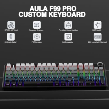 Aula F99 Pro Wireless Mechanical Keyboard - Tri-Mode, Hot Swappable, RGB Backlit