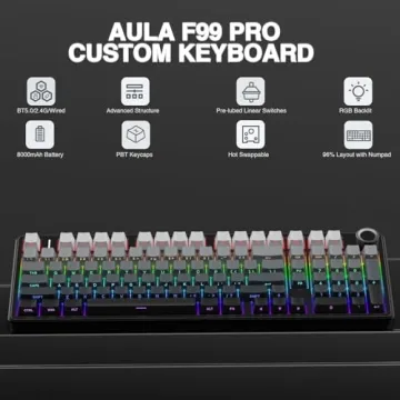 Aula F99 Pro Wireless Mechanical Keyboard - Tri-Mode, Hot Swappable, RGB Backlit