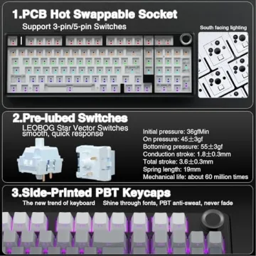 Aula F99 Pro Wireless Mechanical Keyboard with Knob