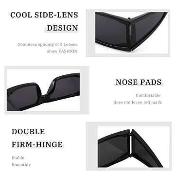 FEISEDY Cool Futuristic Rectangular Sunglasses Cyber Men Women Punk Style Cosplay Sun Glasses B2739