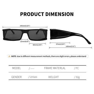 FEISEDY Cool Futuristic Rectangular Sunglasses Cyber Men Women Punk Style Cosplay Sun Glasses B2739
