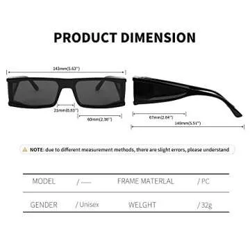 FEISEDY Futuristic Rectangular Sunglasses UV Protection