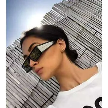 FEISEDY Futuristic Rectangular Sunglasses UV Protection