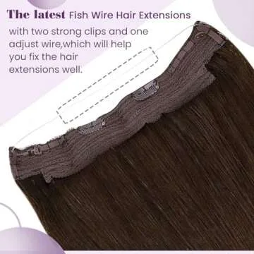LaaVoo Human Hair Extensions - Invisible Wire, Real Human Hair for Women #4 Natural Brown Straight 16 Inch 80g