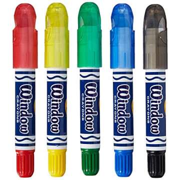Crayola Washable Window Crayons, Assorted 5 count, 3 PACK