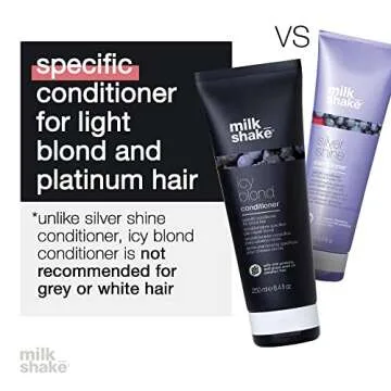 milk_shake Icy Blond Conditioner - Black Pigment Silver Conditioner for Very Light Blond and Platinum Hair, 8.4 Fl Oz (250 ml)