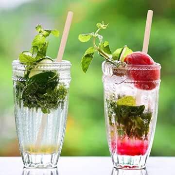 Q-DIRT PRO Reusable Bamboo Drinking Straws 7.8 Inches 100% Natural Eco Friendly Biodegradable and Organic 20 Sticks Bamboo Wooden Straw Includes Cleaning Brushes