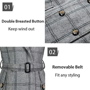 Wantdo Womens Stylish Plaid Peacoat for Fashionable Warmth