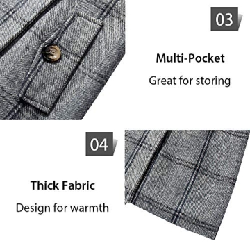 Wantdo Womens Stylish Plaid Peacoat for Fashionable Warmth