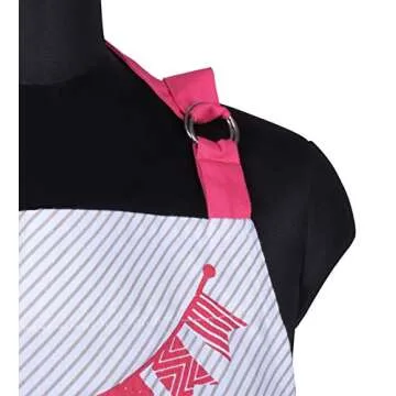 AMOUR INFINI Baking Apron for Women Aprons with Pockets, Adjustable Strap & Waist Ties Cotton Apron for Baking, Gardening Spring Apron (27.5 x 33 Inches - Cup Cakes)