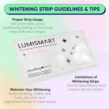 Something Nice Lumismart Whitening Strips - Dentist-Designed, Enamel Safe, up to 42 Treatments with Smart Adjust - Teeth Whitening Strips in Peach for Sensitive Teeth