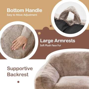 Homguava Bean Bag Chair Bean Bag Chairs for Adults Comfy Beanbag Giant Bean Bag Chair with Spacious Design Bean Bag Couch with Armrest Large Bean Bag Chair with Filler for Living Room Bedroom (Khaki)