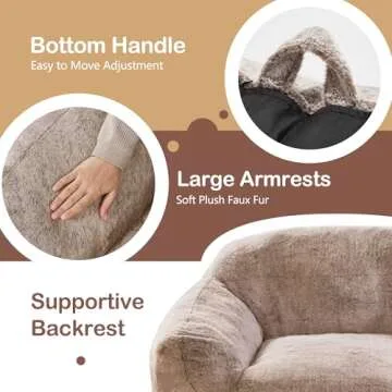 Homguava Bean Bag Chair Bean Bag Chairs for Adults Comfy Beanbag Giant Bean Bag Chair with Spacious Design Bean Bag Couch with Armrest Large Bean Bag Chair with Filler for Living Room Bedroom (Khaki)