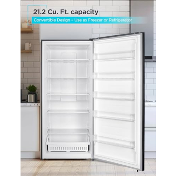 BLACK+DECKER 21.2 Cu. Ft. Convertible Freezer Refrigerator, Upright Freezer with Glass Shelves, Reve...