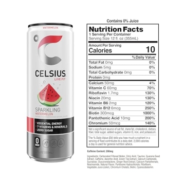 CELSIUS Sparkling Watermelon Energy Drink, Natural Boost