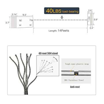 BAKALA Retractable Clothesline Indoors Laundry Line with Adjustable Stainless Steel Double Rope,Wall Mounted Space-Saver Drying Line for Balcony,Bathroom,13.8 Feets Clothes Line(Grey)