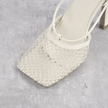 Richealnana Women's Square Toe Mesh Strappy Sandals