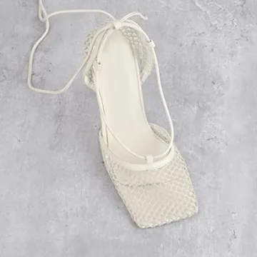 Richealnana Women's Square Toe Mesh Strappy Sandals