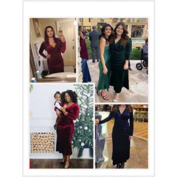 ZABERRY Burgundy Velvet Dress for Women Wedding Guest Ruched Winter New Years Eve Christmas Evening ...