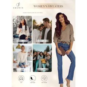 SHEWIN Womens Lightweight Sweaters Casual Long Sleeve V Neck Crochet Sweater Tops Cable Knit Pullover Jumper Spring Clothes for Women 2025, US 16-18(XL), Camel