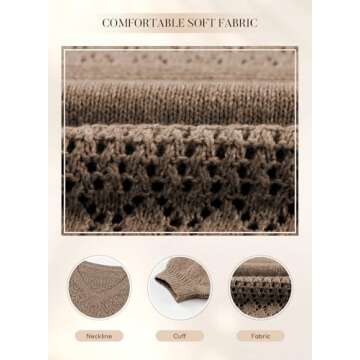 SHEWIN Womens Lightweight Sweaters Casual Long Sleeve V Neck Crochet Sweater Tops Cable Knit Pullover Jumper Spring Clothes for Women 2025, US 16-18(XL), Camel