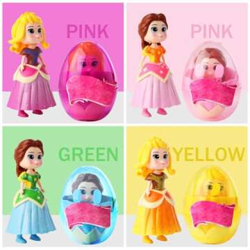 xutengy 4 Pack Easter Basket Stuffers Gifts Jumbo Princess Eggs， Deformation Prefilled Deformation Toys for Kids Toddler Boys Girls ，Basket Stuffers Gifts Fillers