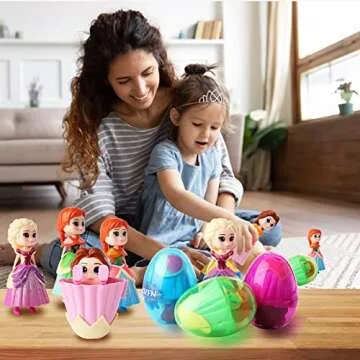 xutengy 4 Pack Easter Basket Stuffers Gifts Jumbo Princess Eggs， Deformation Prefilled Deformation Toys for Kids Toddler Boys Girls ，Basket Stuffers Gifts Fillers