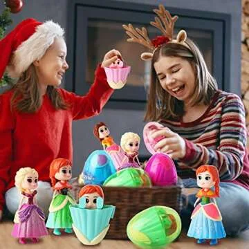 xutengy 4 Pack Easter Basket Stuffers Gifts Jumbo Princess Eggs， Deformation Prefilled Deformation Toys for Kids Toddler Boys Girls ，Basket Stuffers Gifts Fillers