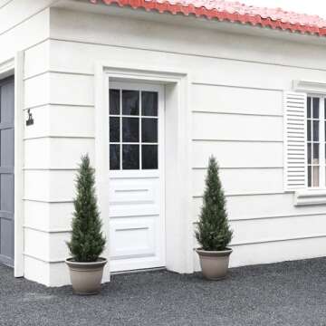 Laiwot 4FT Artificial Cedar Topiary Trees for Outdoors Potted Fake Cypress Trees Faux Evergreen Plants for Home Porch Decor Set of 2