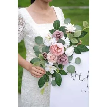 WEIERYUE(Pack of 2 Artificial Flowers Decorations,Artificial Arch Backdrop Garlandfor Ceremony Party Reception Entrance Welcome Easel Door Floral Decor Wall Home Entryway Outdoor(Bean Paste Powder)