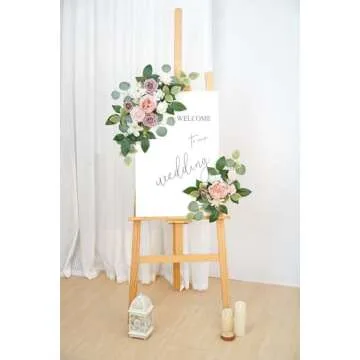 WEIERYUE(Pack of 2 Artificial Flowers Decorations,Artificial Arch Backdrop Garlandfor Ceremony Party Reception Entrance Welcome Easel Door Floral Decor Wall Home Entryway Outdoor(Bean Paste Powder)