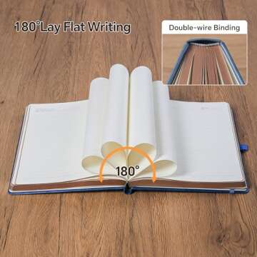 HwxBen Journal for Men & Women, Daily for Classic Lined Writing, 360 Pages Hardcover Journaling Notebook with Pen, Vintage Sun & Moon Design, Blue,B5 (7.7'' x 10'')