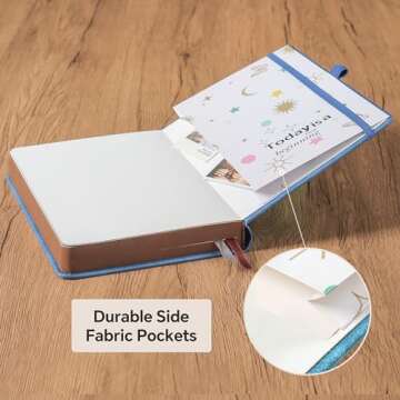 HwxBen Journal for Men & Women, Daily for Classic Lined Writing, 360 Pages Hardcover Journaling Notebook with Pen, Vintage Sun & Moon Design, Blue,B5 (7.7'' x 10'')