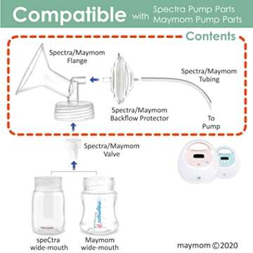 Maymom Pump Parts Compatible with Spectra S2 Spectra S1, 9 Plus Pump Not Original Spectra Pump Parts Replace Spectra S2 Accessories and Spectra Flange. Inc Flange Backflow Protector Tubing (24mm)
