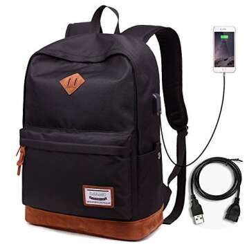 Lmeison School Backpack, Travel Laptop Backpack Water-resistant Cool Guys Bookbag with USB Charging ...