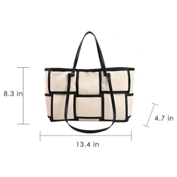 Vegan Leather Woven Tote Clutch Set Women Eco-Friendly