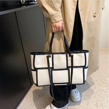 Vegan Leather Woven Tote Clutch Set Women Eco-Friendly