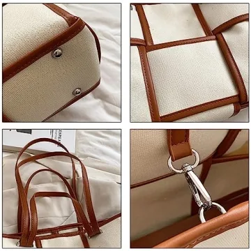 Vegan Leather Woven Tote Clutch Set Women Eco-Friendly