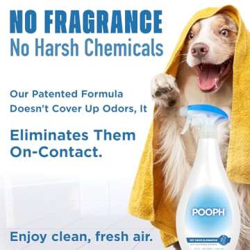 POOPH® Pet Odor Eliminator Spray - Patented NO Fragrance NO Harsh Chemicals Organic Odor Eliminator...