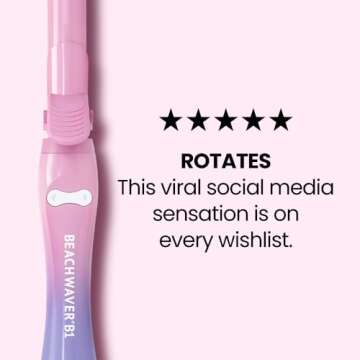 Beachwaver B1 Rotating Curling Iron in Pink Sunset - 1 Inch Barrel | Quick, easy, long-lasting curls and waves | Pink and purple ombre sunset