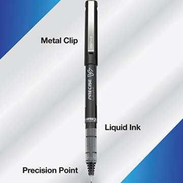 Pilot Precise V7 Capped Roller Ball Pens - Fine Point 0.7mm